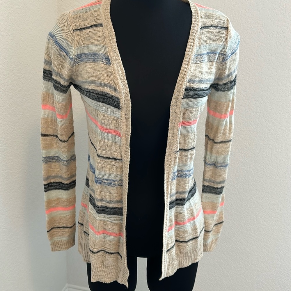 Pink Rose Multicolored Striped Cardigan